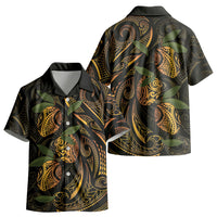 Hawaiian Mango Tribal Tattoo Kid Hawaiian Shirt Gold Pacific Traditional Pattern