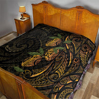 Hawaiian Mango Tribal Tattoo Quilt Gold Pacific Traditional Pattern