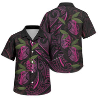 Hawaiian Mango Tribal Tattoo Family Matching Puletasi and Hawaiian Shirt Pink Pacific Traditional Pattern