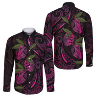 Hawaiian Mango Tribal Tattoo Family Matching Short Sleeve Bodycon Dress and Hawaiian Shirt Pink Pacific Traditional Pattern