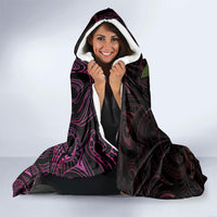 Hawaiian Mango Tribal Tattoo Hooded Blanket Pink Pacific Traditional Pattern