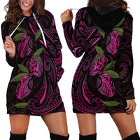Hawaiian Mango Tribal Tattoo Hoodie Dress Pink Pacific Traditional Pattern
