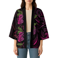 Hawaiian Mango Tribal Tattoo Kimono Pink Pacific Traditional Pattern