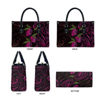Hawaiian Mango Tribal Tattoo Leather Bag Pink Pacific Traditional Pattern