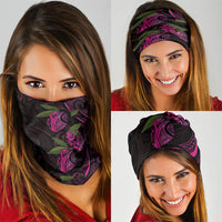 Hawaiian Mango Tribal Tattoo Neck Gaiter Pink Pacific Traditional Pattern