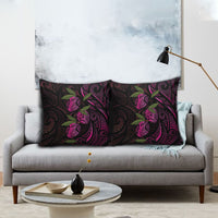 Hawaiian Mango Tribal Tattoo Pillow Cover Pink Pacific Traditional Pattern