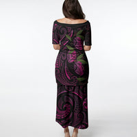 Hawaiian Mango Tribal Tattoo Puletasi Pink Pacific Traditional Pattern