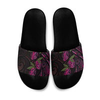 Hawaiian Mango Tribal Tattoo Slide Sandals Pink Pacific Traditional Pattern
