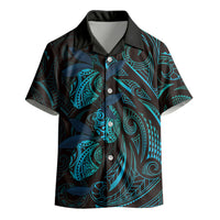 Hawaiian Mango Tribal Tattoo Kid Hawaiian Shirt Teal Pacific Traditional Pattern