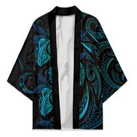 Hawaiian Mango Tribal Tattoo Kimono Teal Pacific Traditional Pattern