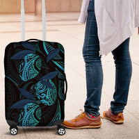 Hawaiian Mango Tribal Tattoo Luggage Cover Teal Pacific Traditional Pattern