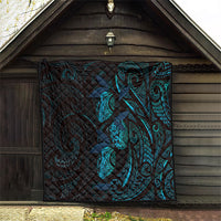 Hawaiian Mango Tribal Tattoo Quilt Teal Pacific Traditional Pattern