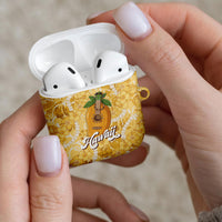 Hawaiian Mango Ukulele AirPods Case Retro Yellow Hibiscus Pikake Lei