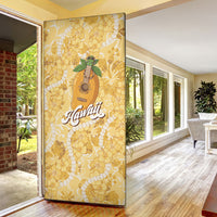 Hawaiian Mango Ukulele Door Cover Retro Yellow Hibiscus Pikake Lei