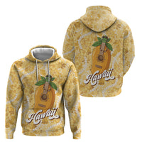 Hawaiian Mango Ukulele Hoodie Retro Yellow Hibiscus Pikake Lei