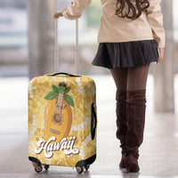 Hawaiian Mango Ukulele Luggage Cover Retro Yellow Hibiscus Pikake Lei