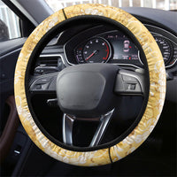 Hawaiian Mango Ukulele Steering Wheel Cover Retro Yellow Hibiscus Pikake Lei