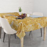 Hawaiian Mango Ukulele Tablecloth Retro Yellow Hibiscus Pikake Lei