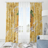Hawaiian Mango Ukulele Window Curtain Retro Yellow Hibiscus Pikake Lei