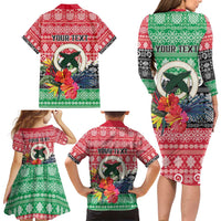 Personalised Vanuatu Joyeux Noel Family Matching Long Sleeve Bodycon Dress and Hawaiian Shirt Proud To Be a Ni-Van Sand Drawing Art LT9 - Polynesian Pride