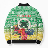 Personalised Malampa Joyeux Noel Bomber Puffer Jacket Proud To Be a Ni-Van Sand Drawing Art - Polynesian Pride
