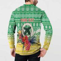 Personalised Malampa Joyeux Noel Button Sweatshirt Proud To Be a Ni-Van Sand Drawing Art - Polynesian Pride