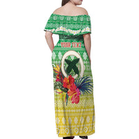 Personalised Malampa Joyeux Noel Family Matching Off Shoulder Maxi Dress and Hawaiian Shirt Proud To Be a Ni-Van Sand Drawing Art LT9 - Polynesian Pride