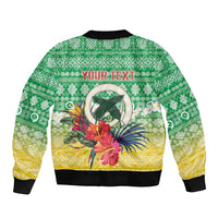 Personalised Malampa Joyeux Noel Sleeve Zip Bomber Jacket Proud To Be a Ni-Van Sand Drawing Art LT9 - Polynesian Pride