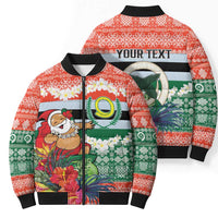 Personalised Penama Joyeux Noel Bomber Puffer Jacket Proud To Be a Ni-Van Sand Drawing Art - Polynesian Pride