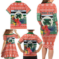 Personalised Penama Joyeux Noel Family Matching Long Sleeve Bodycon Dress and Hawaiian Shirt Proud To Be a Ni-Van Sand Drawing Art LT9 - Polynesian Pride