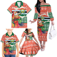 Personalised Penama Joyeux Noel Family Matching Off The Shoulder Long Sleeve Dress and Hawaiian Shirt Proud To Be a Ni-Van Sand Drawing Art LT9 - Polynesian Pride