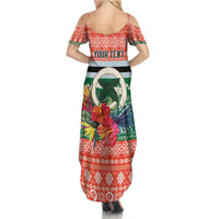 Personalised Penama Joyeux Noel Family Matching Summer Maxi Dress and Hawaiian Shirt Proud To Be a Ni-Van Sand Drawing Art LT9 - Polynesian Pride
