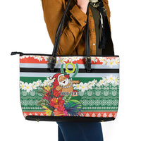 Personalised Penama Joyeux Noel Leather Tote Bag Proud To Be a Ni-Van Sand Drawing Art - Polynesian Pride