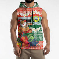 Personalised Penama Joyeux Noel Sleeveless Hoodie Proud To Be a Ni-Van Sand Drawing Art - Polynesian Pride