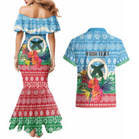 Personalised Sanma Joyeux Noel Couples Matching Mermaid Dress and Hawaiian Shirt Proud To Be a Ni-Van Sand Drawing Art LT9 - Polynesian Pride