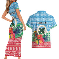 Personalised Sanma Joyeux Noel Couples Matching Short Sleeve Bodycon Dress and Hawaiian Shirt Proud To Be a Ni-Van Sand Drawing Art LT9 - Polynesian Pride