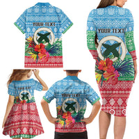 Personalised Sanma Joyeux Noel Family Matching Long Sleeve Bodycon Dress and Hawaiian Shirt Proud To Be a Ni-Van Sand Drawing Art LT9 - Polynesian Pride