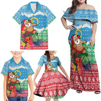 Personalised Sanma Joyeux Noel Family Matching Off Shoulder Maxi Dress and Hawaiian Shirt Proud To Be a Ni-Van Sand Drawing Art LT9 - Polynesian Pride