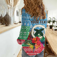Personalised Sanma Joyeux Noel Women Casual Shirt Proud To Be a Ni-Van Sand Drawing Art - Polynesian Pride