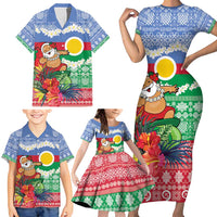 Personalised Shefa Joyeux Noel Family Matching Short Sleeve Bodycon Dress and Hawaiian Shirt Proud To Be a Ni-Van Sand Drawing Art LT9 - Polynesian Pride