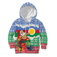 Personalised Shefa Joyeux Noel Kid Hoodie Proud To Be a Ni-Van Sand Drawing Art LT9 Hoodie Blue - Polynesian Pride