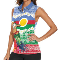 Personalised Shefa Joyeux Noel Women Sleeveless Polo Shirt Proud To Be a Ni-Van Sand Drawing Art - Polynesian Pride