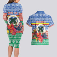 Personalised Tafea Joyeux Noel Couples Matching Long Sleeve Bodycon Dress and Hawaiian Shirt Proud To Be a Ni-Van Sand Drawing Art LT9 - Polynesian Pride