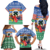 Personalised Tafea Joyeux Noel Family Matching Off The Shoulder Long Sleeve Dress and Hawaiian Shirt Proud To Be a Ni-Van Sand Drawing Art LT9 - Polynesian Pride