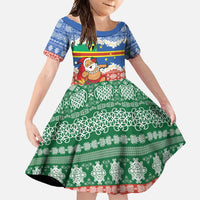Personalised Tafea Joyeux Noel Family Matching Off Shoulder Maxi Dress and Hawaiian Shirt Proud To Be a Ni-Van Sand Drawing Art LT9 Daughter's Dress Blue - Polynesian Pride