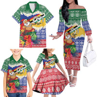 Personalised Torba Joyeux Noel Family Matching Off The Shoulder Long Sleeve Dress and Hawaiian Shirt Proud To Be a Ni-Van Sand Drawing Art LT9 - Polynesian Pride
