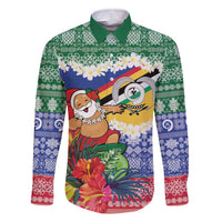 Personalised Torba Joyeux Noel Family Matching Off The Shoulder Long Sleeve Dress and Hawaiian Shirt Proud To Be a Ni-Van Sand Drawing Art LT9 Dad's Shirt - Long Sleeve Green - Polynesian Pride