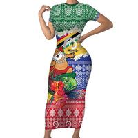 Personalised Torba Joyeux Noel Family Matching Short Sleeve Bodycon Dress and Hawaiian Shirt Proud To Be a Ni-Van Sand Drawing Art LT9 Mom's Dress Green - Polynesian Pride