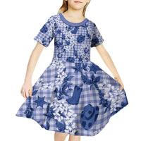 Mokihana Maile Ilima Leis Paniolo Palaka Kid Short Sleeve Dress Hawaiian Polu Spirit - Polynesian Pride