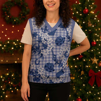 Mokihana Maile Ilima Leis Paniolo Palaka Christmas Knitted V-Neck Vest Hawaiian Polu Spirit LT9 - Polynesian Pride